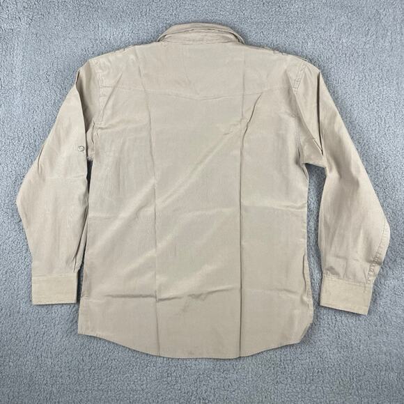 Monticello Collection Men's Large Beige Striped Long Sleeve Button Up Shirt - Picture 11 of 12